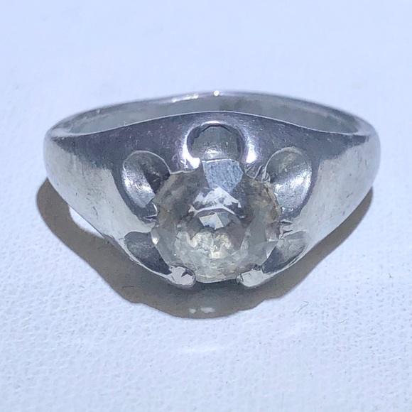 Vintage clear stone silver tone ring - Picture 1 of 4